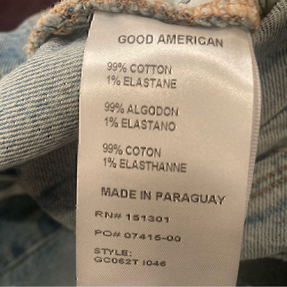 NWT Good  American  ‘Good  Classic’  Distressed High Rise Stretch Jeans - Picture 8 of 10